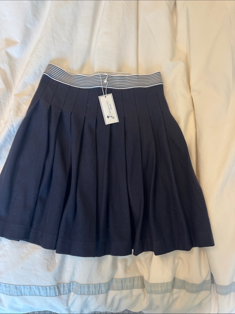 Jacadi Navy Pleated Skater Skirt with Striped Waistband